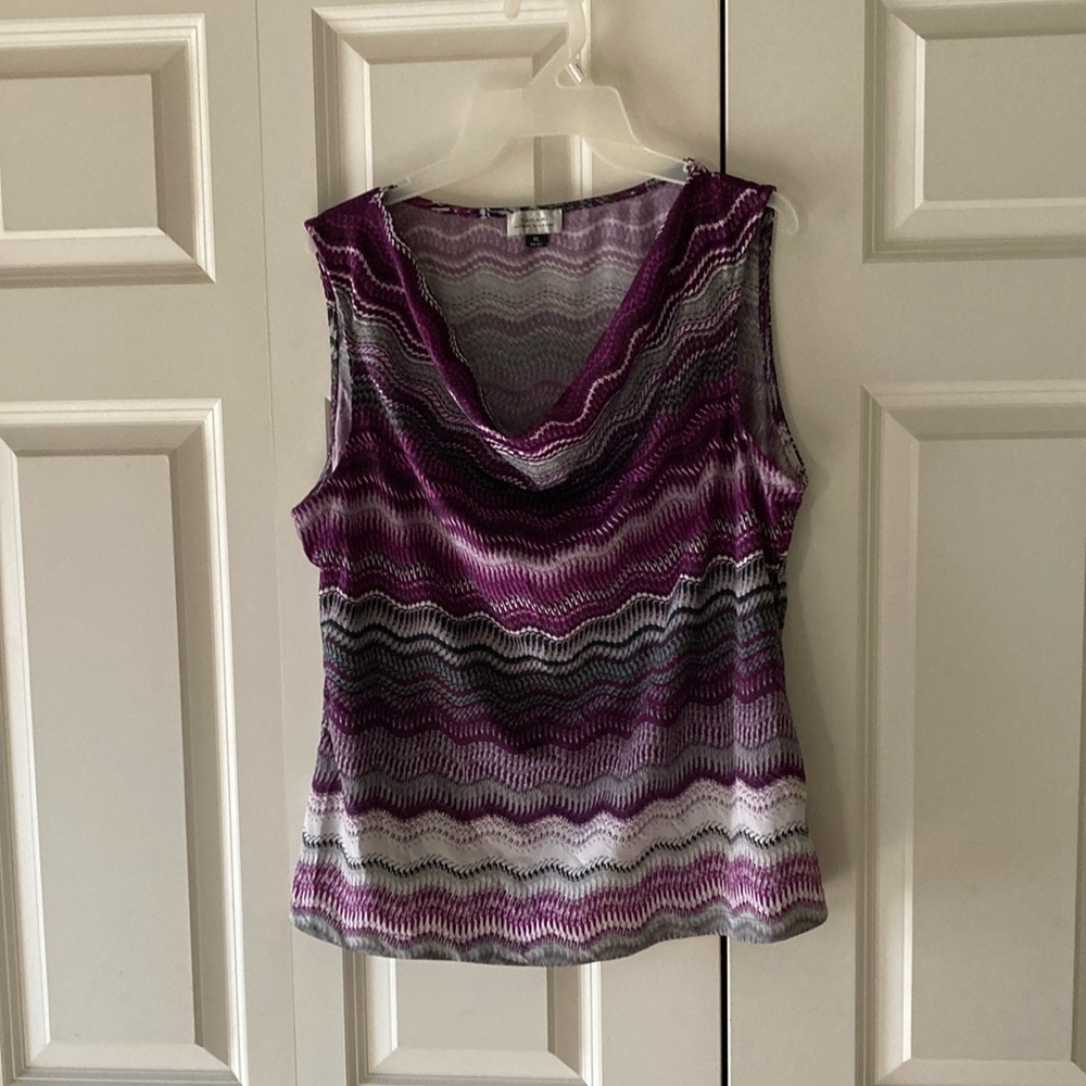 TAHARI Arthur S Levine sleeveless cowl neck women’s X-LG stretch multi color